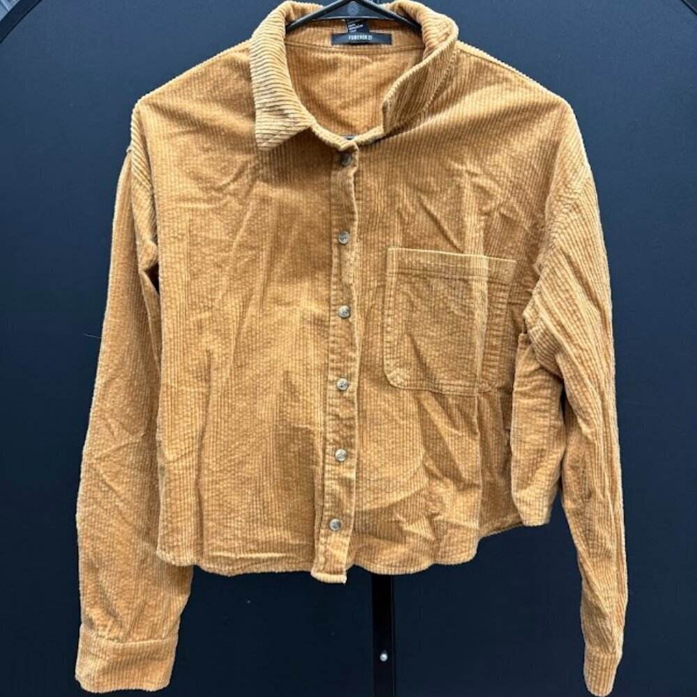 Forever21 Brown Corduroy Cropped Shirt